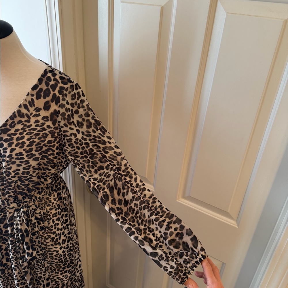 INC Leopard Print Long Sleeve Wrap Maxi Dress - Picture 5 of 6